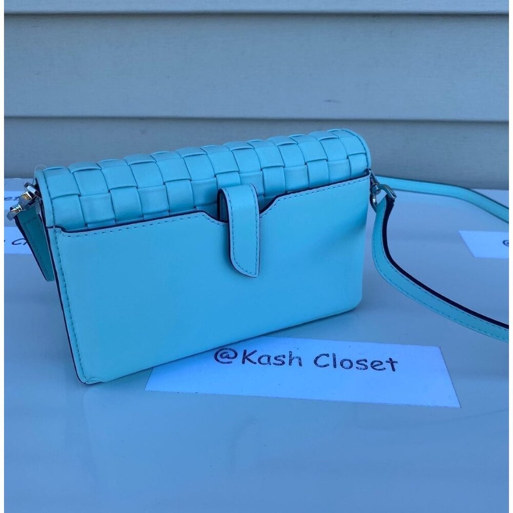 MICHAEL KORS Crossbody Phone jet set leather woven aqua - Picture 2 of 12